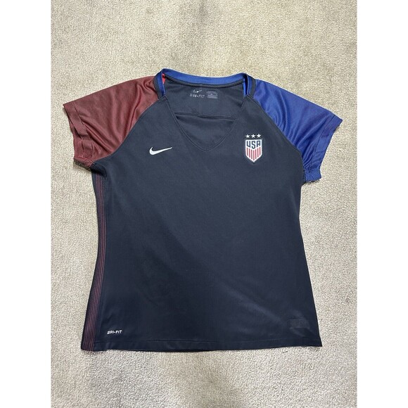 Nike Tops - NIKE Authentic Dri Fit USA Women's 2016 Soccer Jersey‎ Sz S Black Red Blue